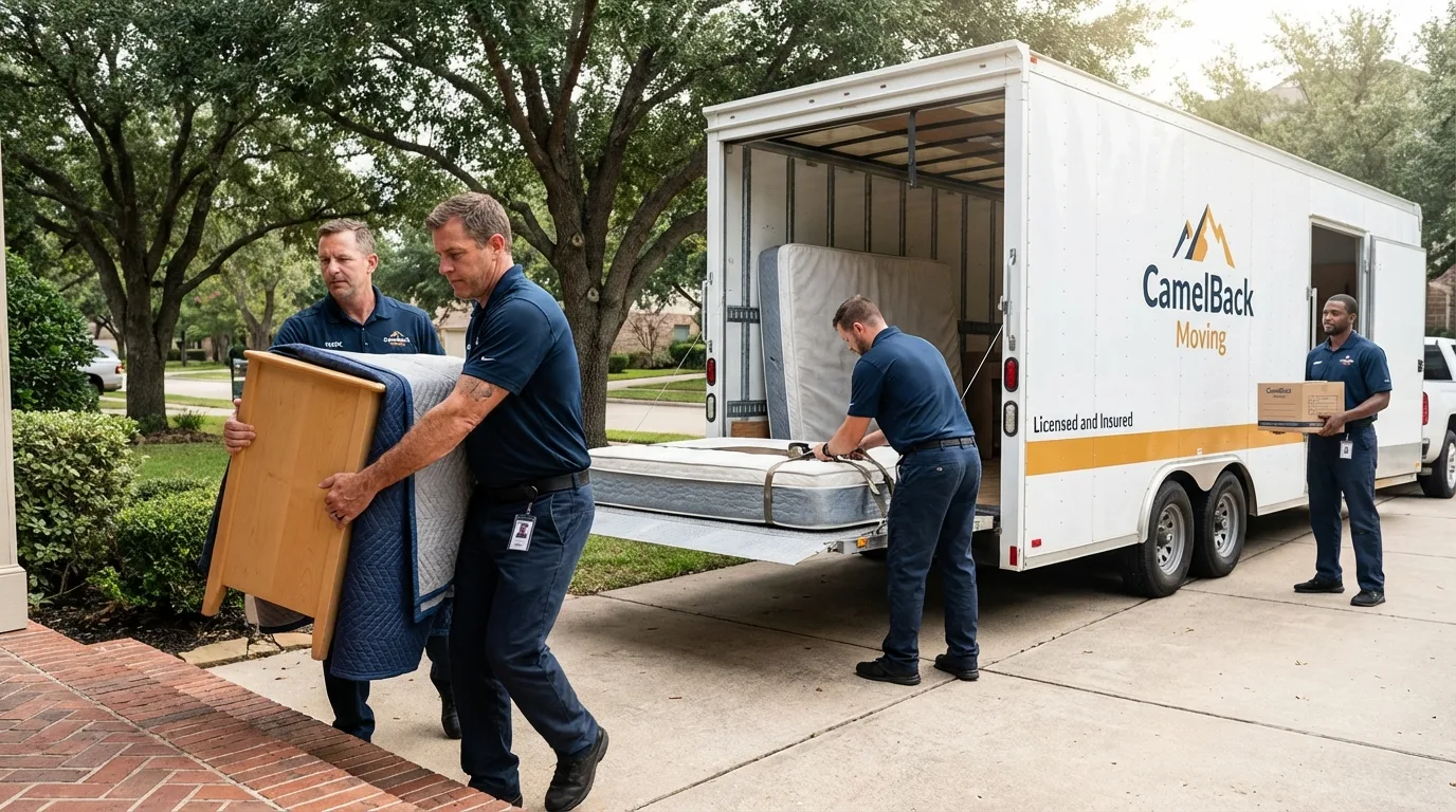 Crew loading residential truck for cross-state move from Clermont, FL