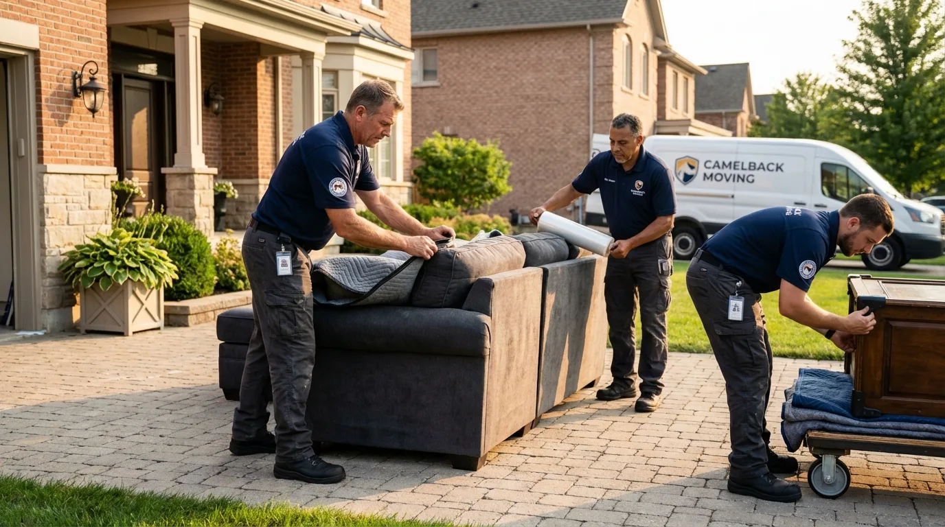 Large estate moving crew wrapping furniture in Clermont, FL